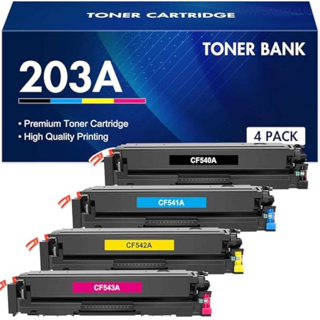 Toner Bank 203A CF540A Compatible Toner for HP LaserJet Pro M281fdw | 4-Pack