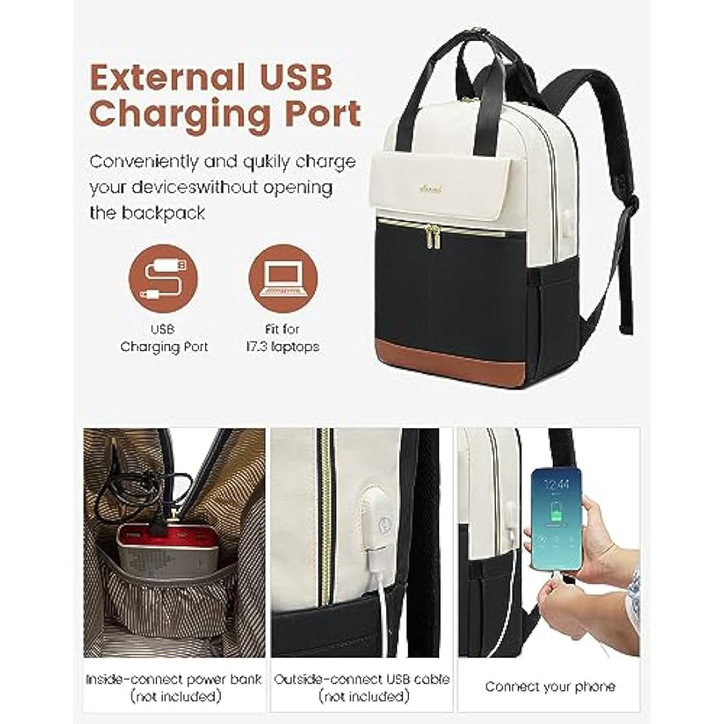 LOVEVOOK 17.3 Inch Laptop Backpack for Women | USB Charging Travel Bag