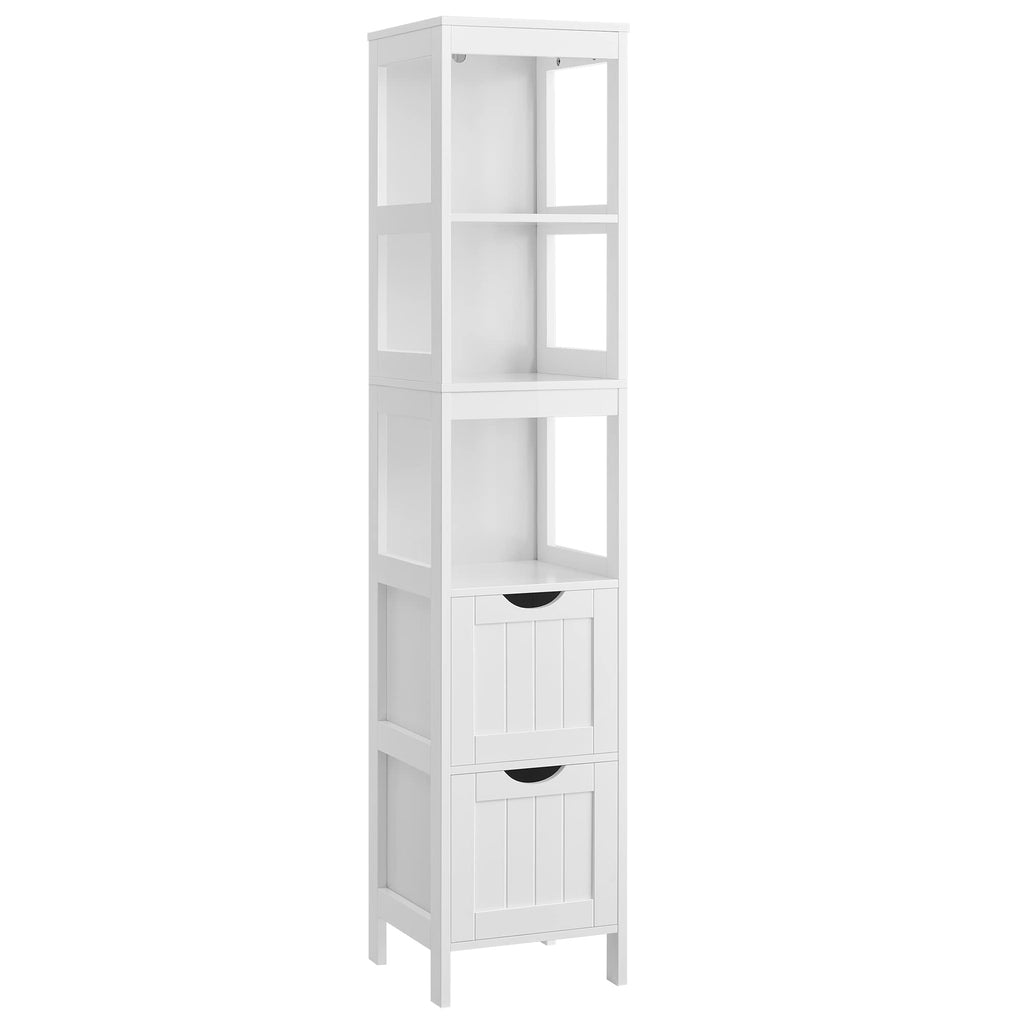 VASAGLE Modern Bathroom Floor Cabinet – White Storage Unit with 2 Drawers