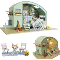 Cuteroom DIY Miniature Wooden Dollhouse Kit – Caravan Model with Music Box