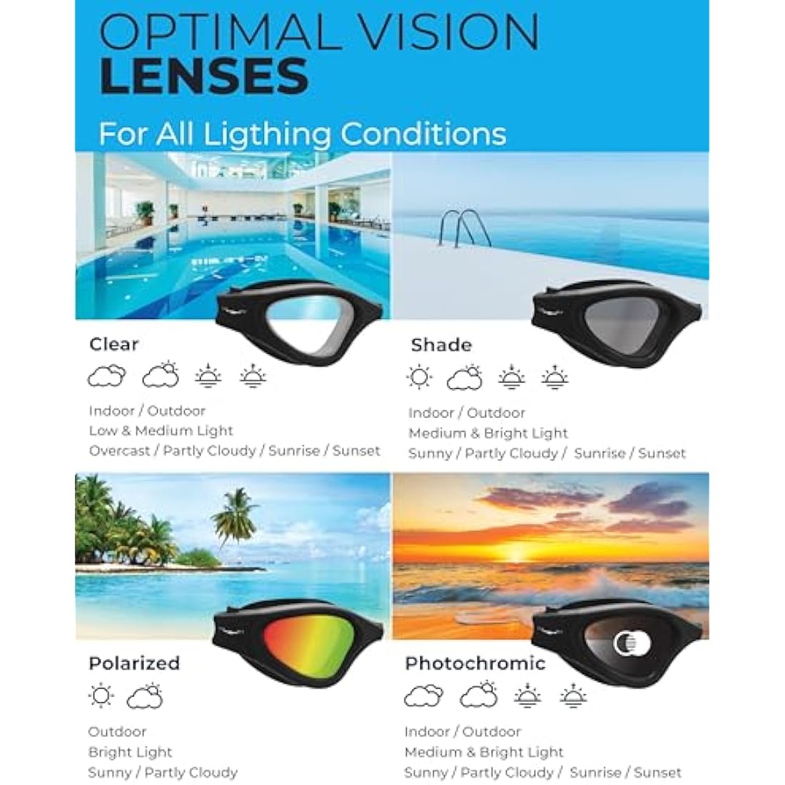 AqtivAqua DX Wide View Swimming Goggles | Anti-Fog UV Protection