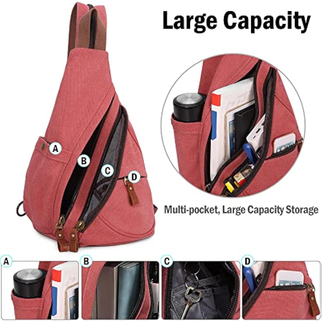 VARLIVOO Waterproof Canvas Sling Bag – Unisex Crossbody Hiking Daypack