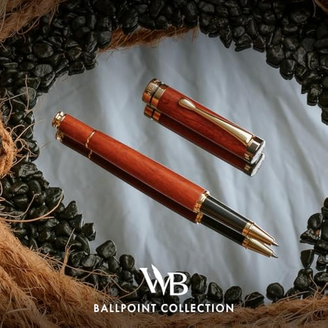 Wordsworth and Black Bamboo Rollerball Pen – Luxury Rosewood & Gold