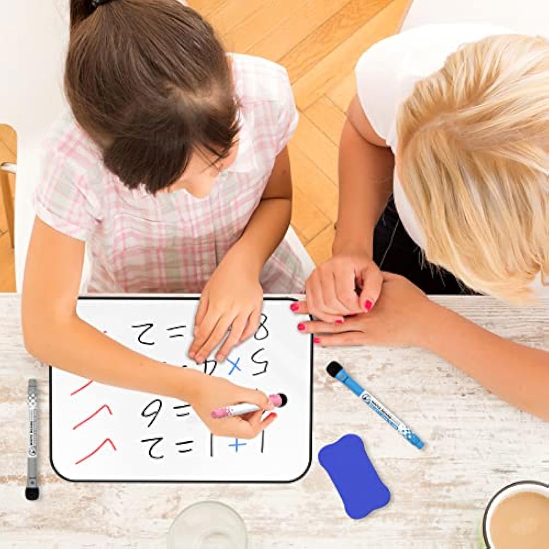Nicpro Magnetic Dry Erase Whiteboard A4 | Double Sided Board with 8 Pens