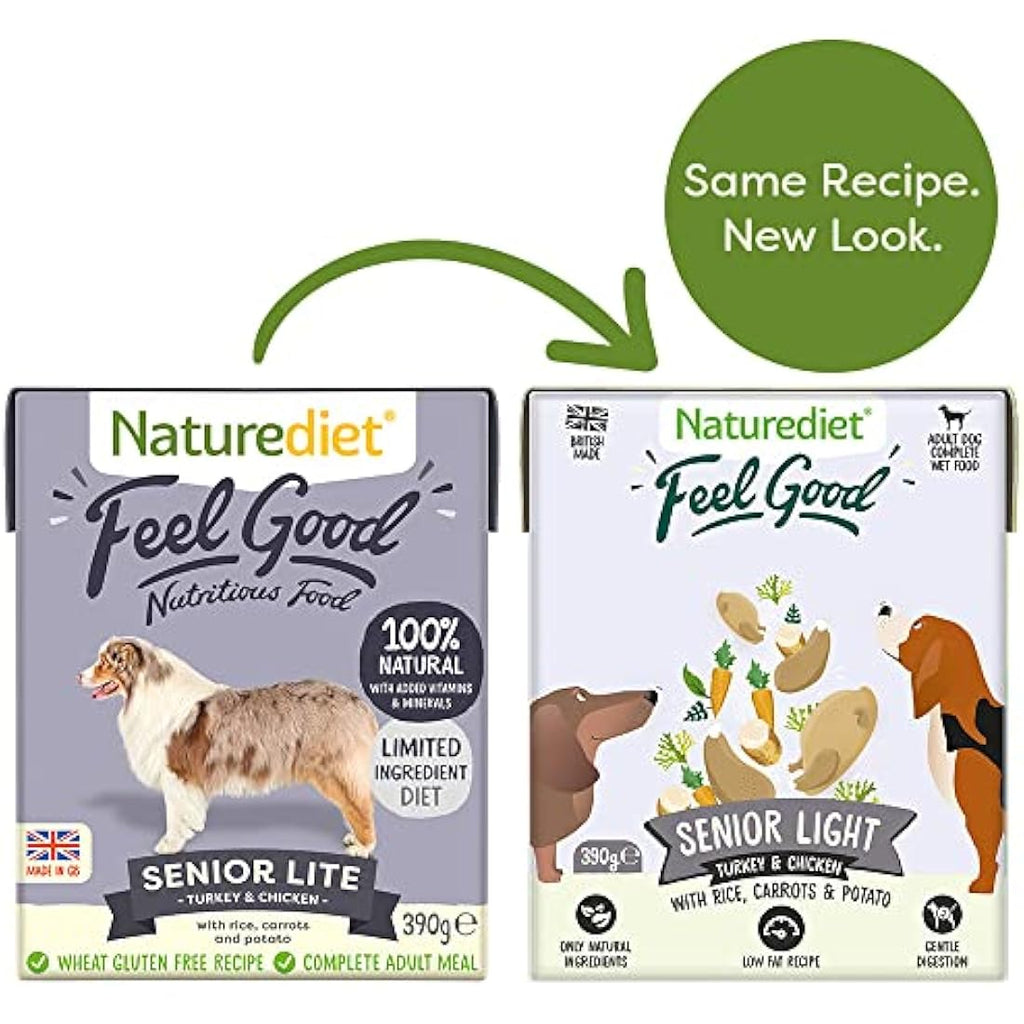 Naturediet Feel Good Senior-Lite Wet Dog Food - Natural 18 x 390g