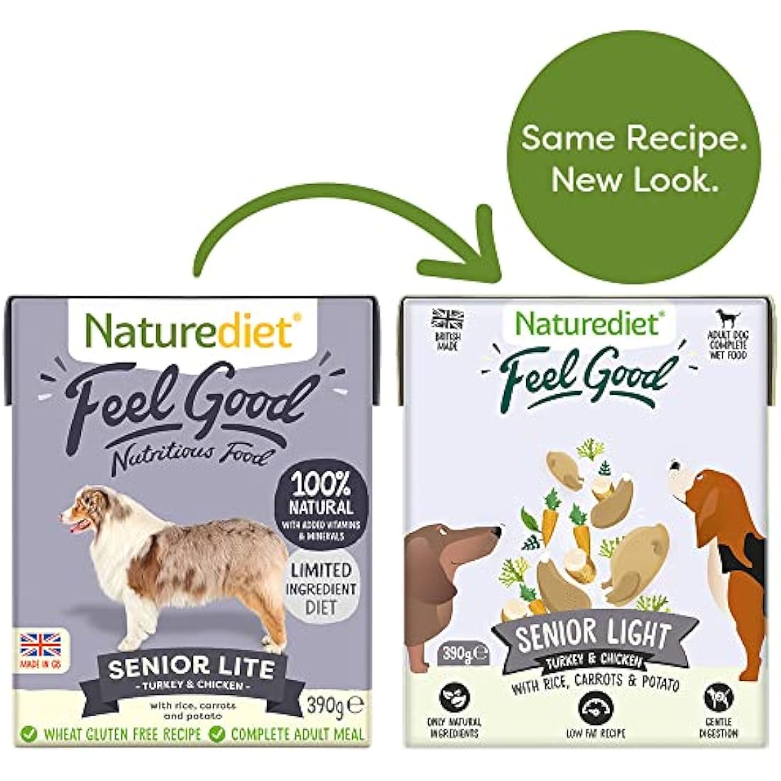 Naturediet Feel Good Senior-Lite Wet Dog Food - Natural 18 x 390g
