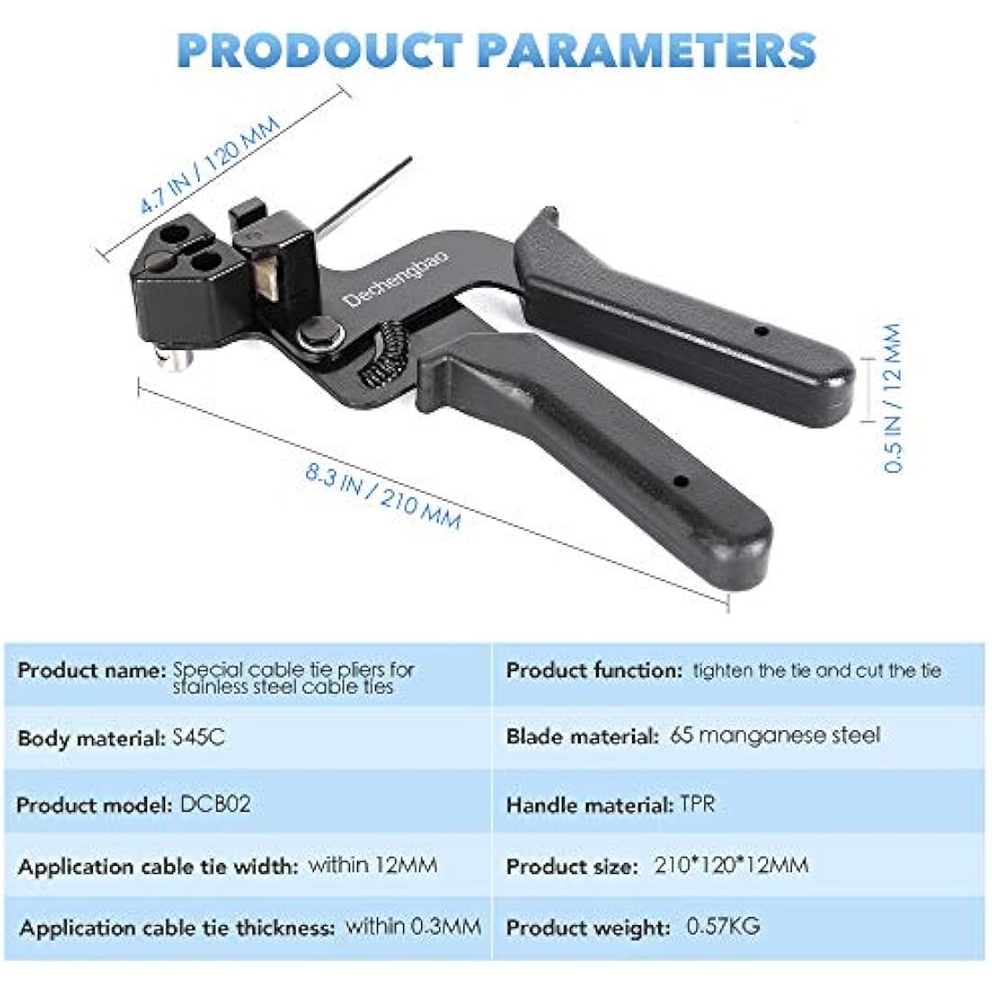 Jolof Store Stainless Steel Cable Tie Gun – Metal Zip Tie Cutter Tool