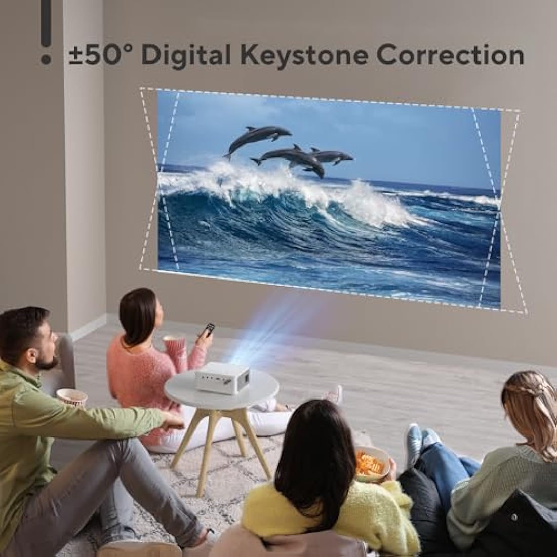 AKIYO O1 Mini Projector – 15000L Portable 1080P Full HD with Tripod