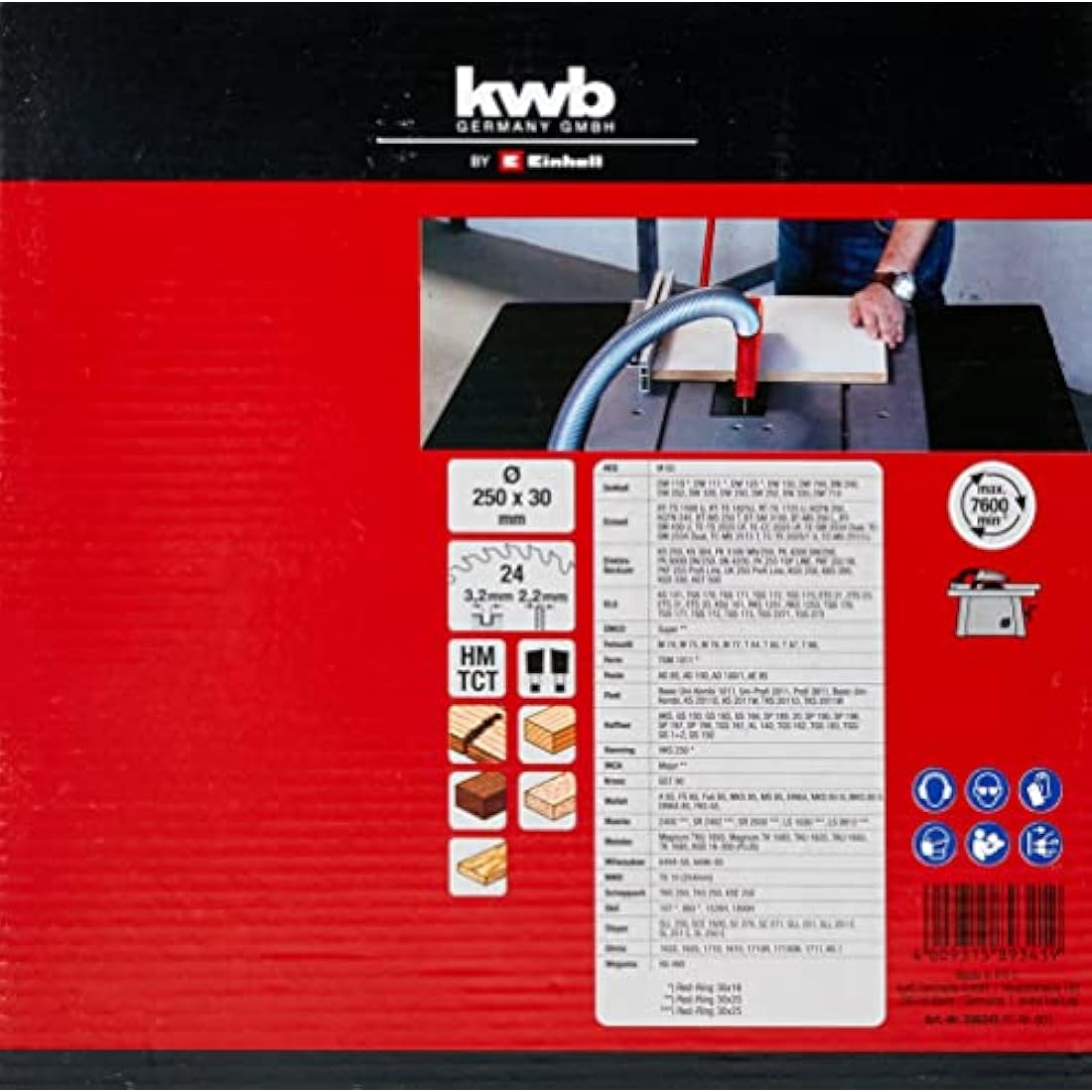 kwb by Einhell TCT Saw Blade | 250 x 30 mm, 24 Teeth for Wood