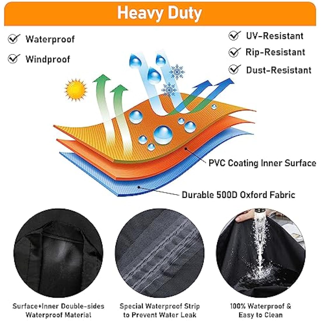 Raweao Kettle BBQ Cover – 500D Oxford Waterproof Grill Cover for Weber 57cm
