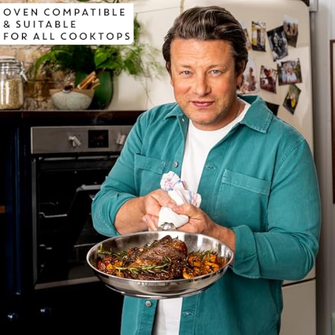 Jamie Oliver by Tefal 24cm Frying Pan | Uncoated Stainless Steel