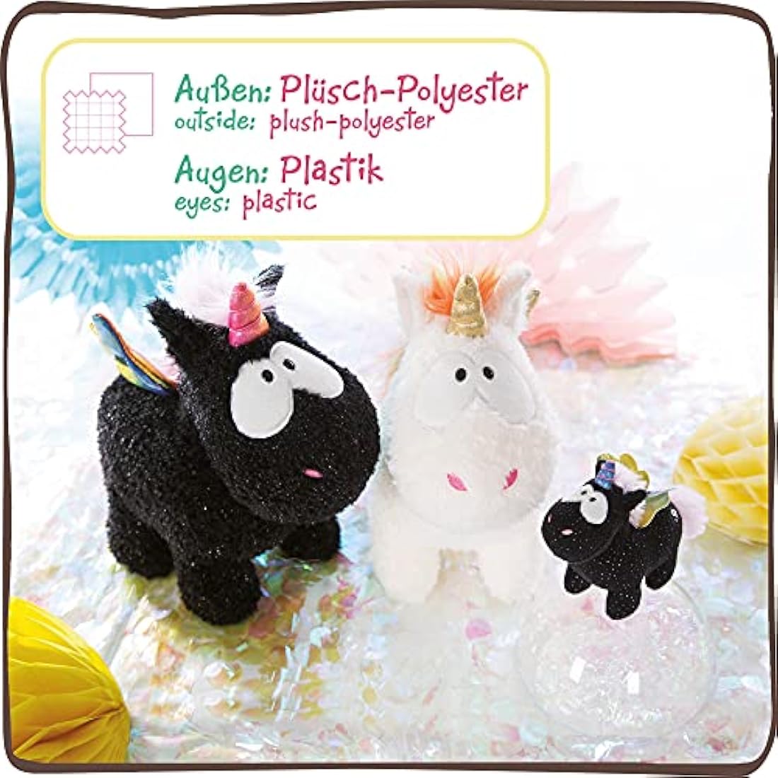NICI Unicorn Rainbow Yin 22cm Soft Toy – Black Plush Stuffed Animal