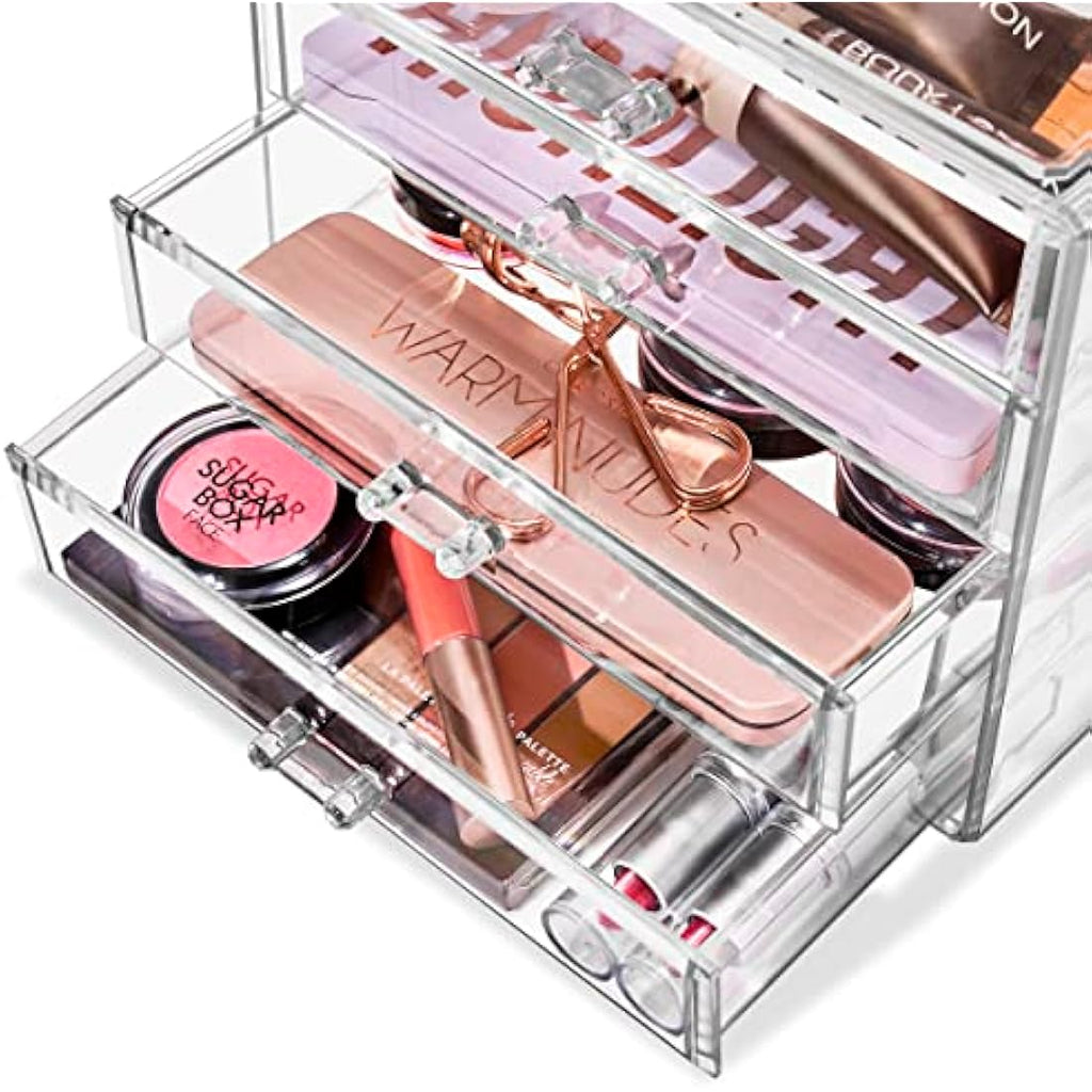 Sorbus 4-Drawer Acrylic Makeup Organizer | Clear Cosmetic Storage Case