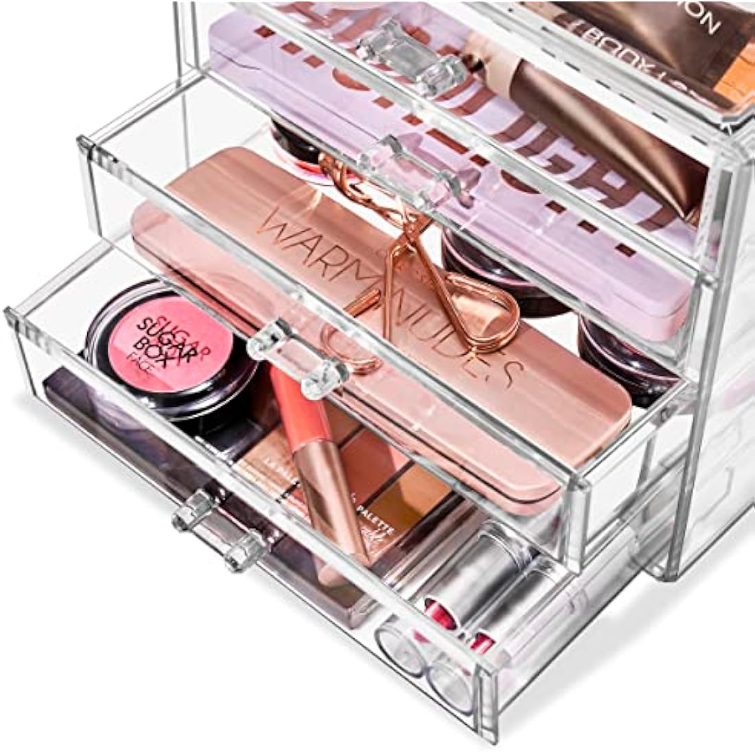 Sorbus 4-Drawer Acrylic Makeup Organizer | Clear Cosmetic Storage Case