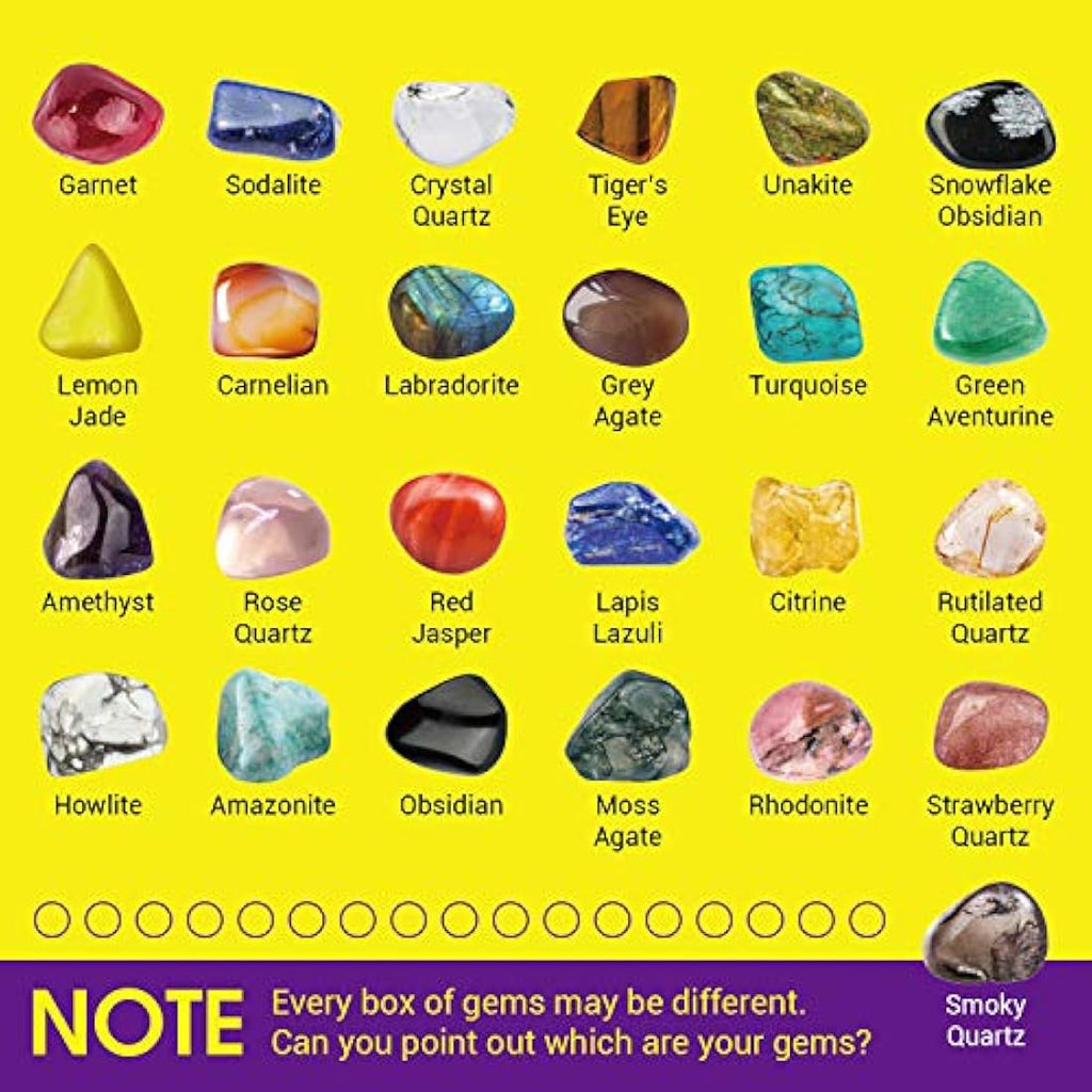 Jolof Store 25-Piece Rock and Gemstone Collection Kit for Kids – Geology Set