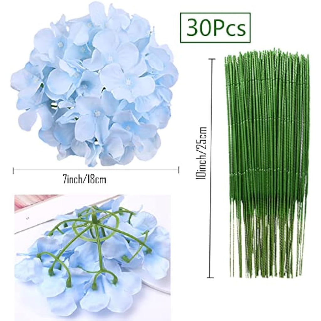 FagusHome 30 Pcs Silk Hydrangea Heads | Artificial Flowers for Weddings