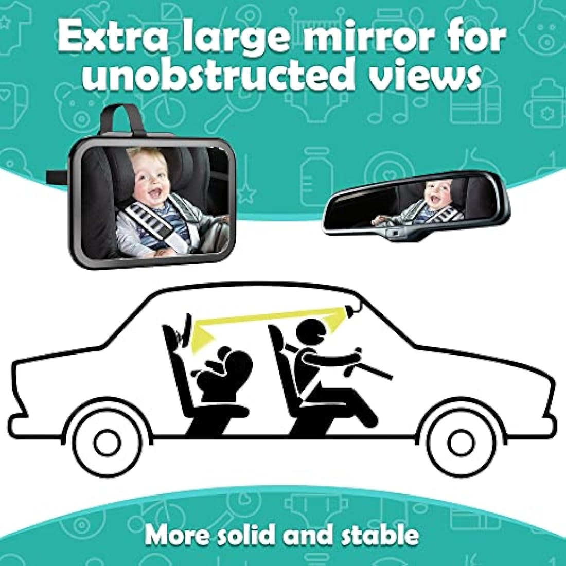 Jolof Store Baby Car Mirror | Shatterproof Wide View Rear Facing Mirror