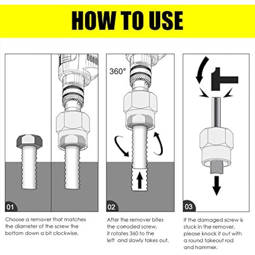 TOPEC 18-Piece Bolt Extractor Set | Impact Nut Remover for Damaged Bolts