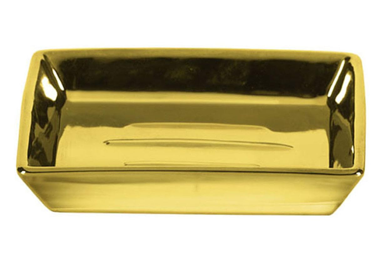 Kleine Wolke Glamour Gold Porcelain Soap Dish – Square Bathroom Decor