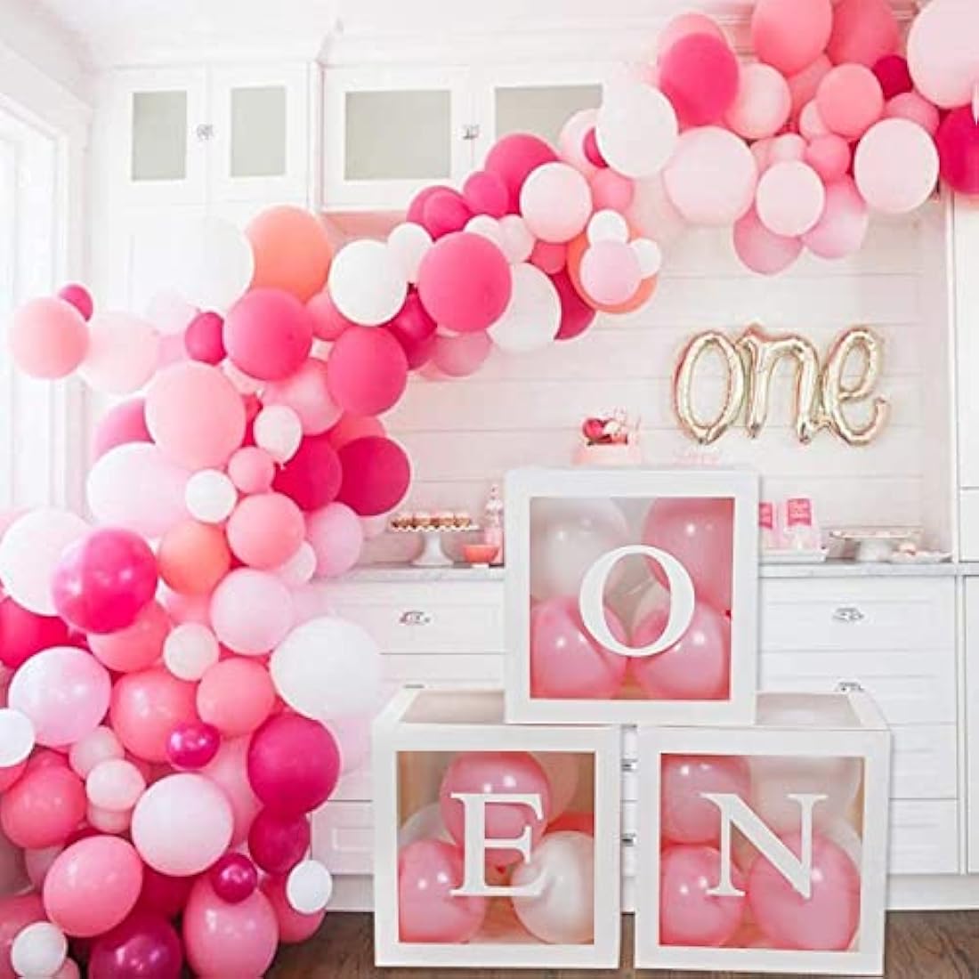 Jolof Store ONE Balloon Boxes – White 1st Birthday Party Decorations