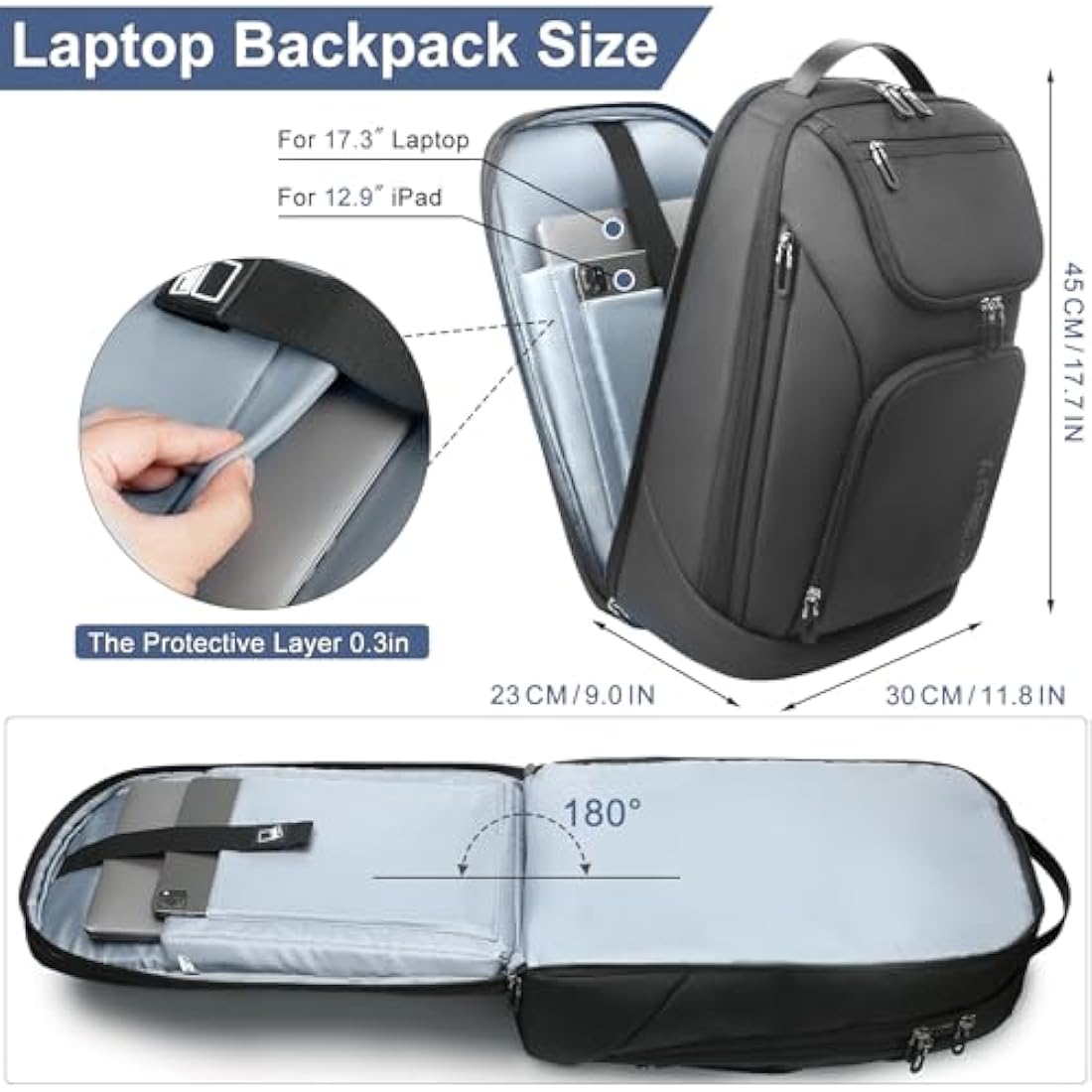 Heroic Knight 17.3 Inch Laptop Backpack | USB Charging & Anti-Theft