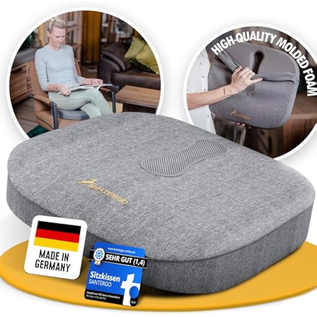Orthopedic Seat Cushion – Patented Coccyx & Lumbar Support