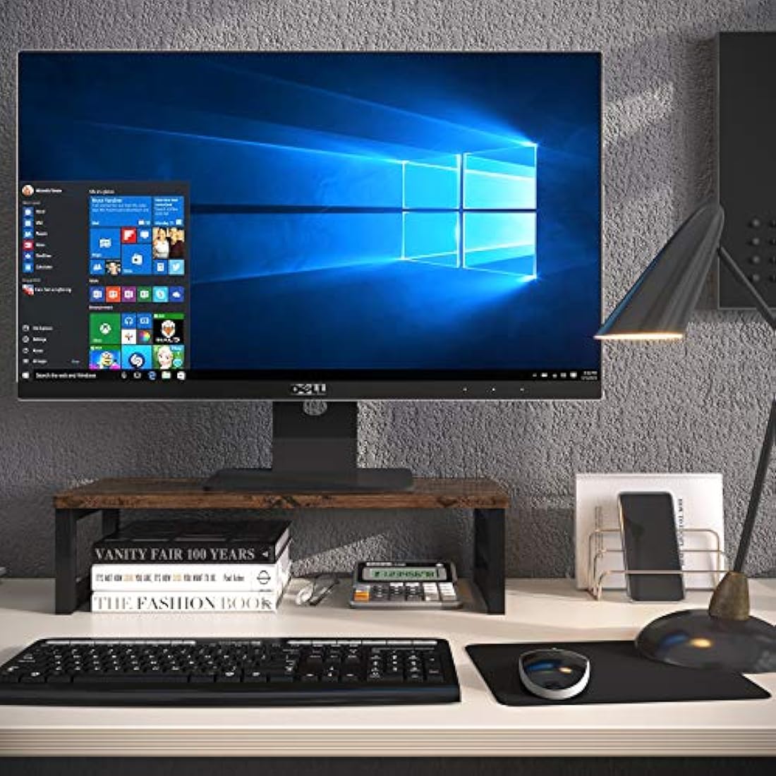 Jolof Store Wood Monitor Stand Riser | Desktop Organizer - Dark Brown