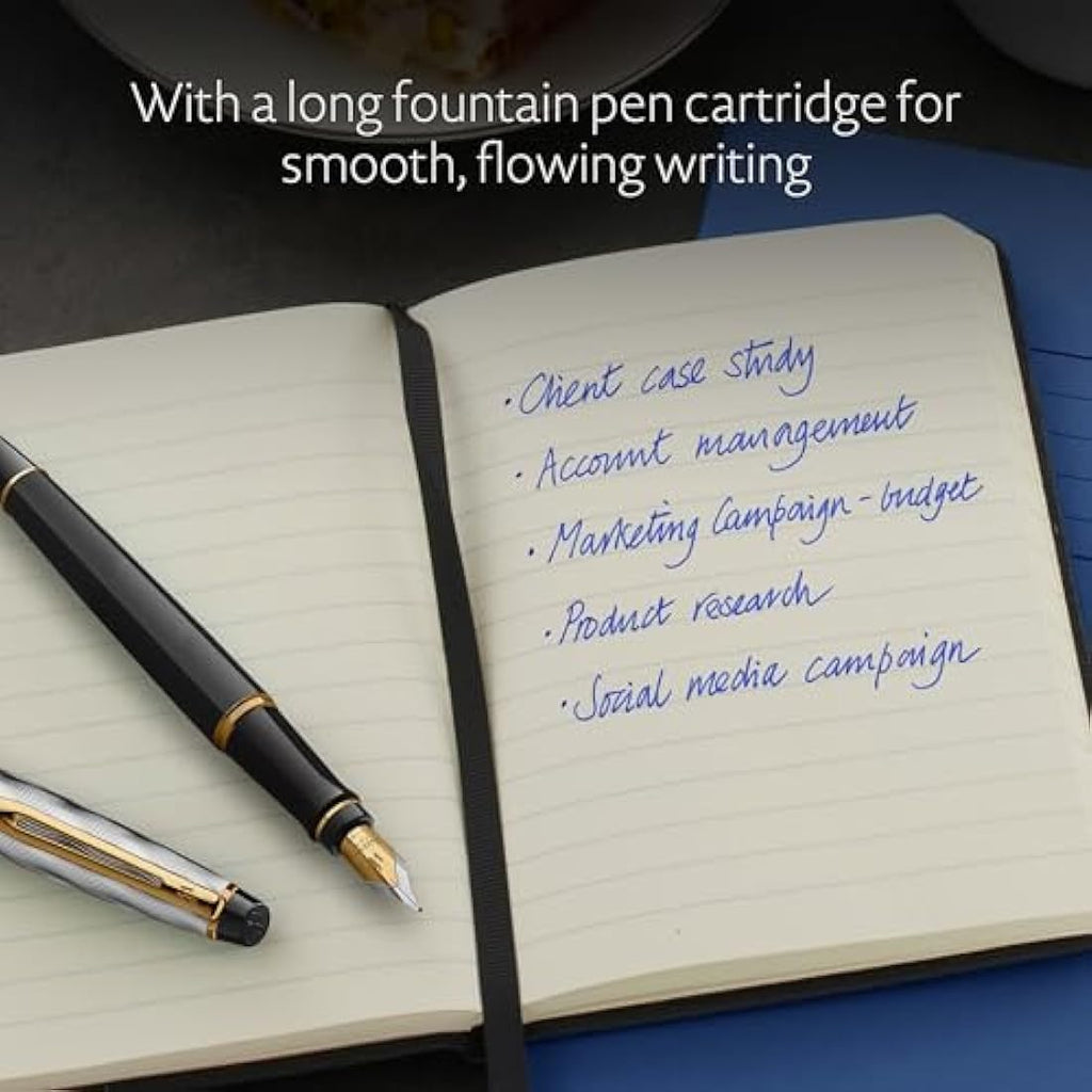 Waterman Expert Fountain Pen | Black Lacquer & Gold Trim | Medium Nib