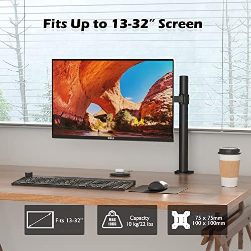 BONTEC Single Monitor Arm Desk Mount | 13-32 inch VESA Stand