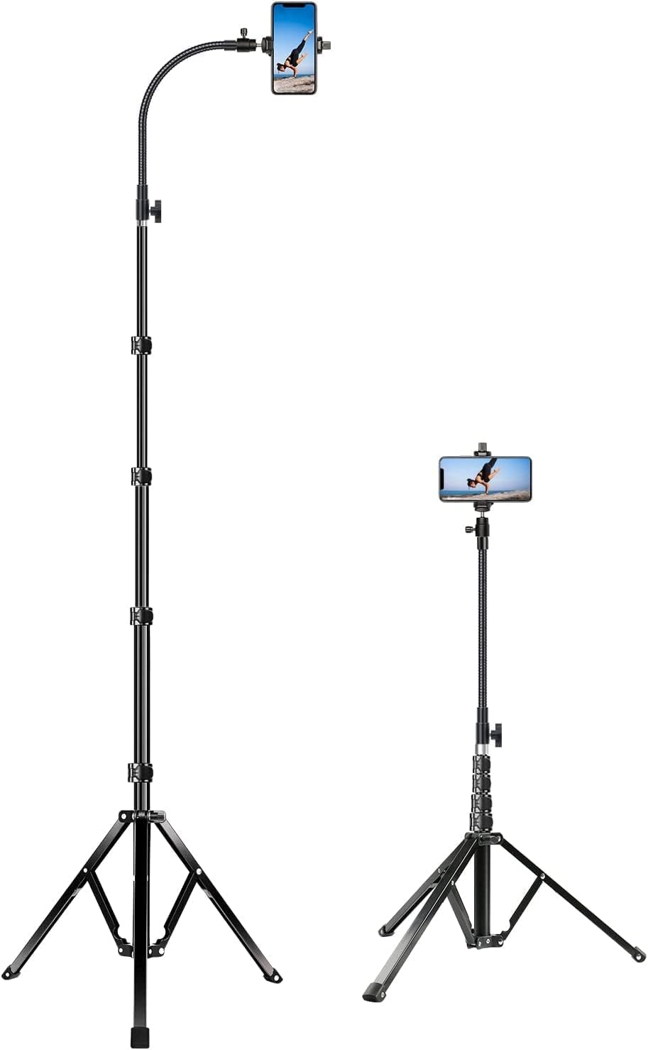 Elitehood 81" Tall Phone Tripod – Heavy Duty Metal Stand with Gooseneck