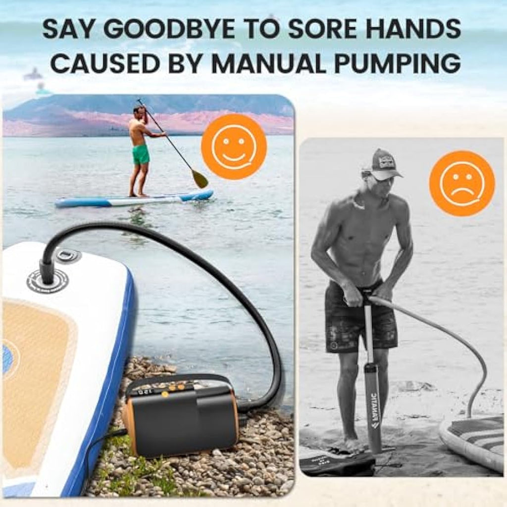 Accwork 20PSI Electric SUP Air Pump | 12V DC Portable Paddle Board Pump