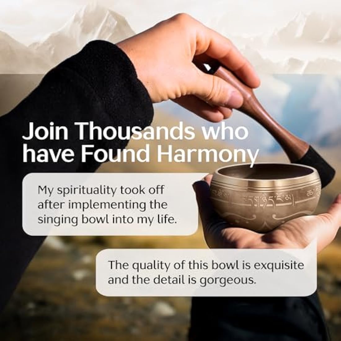Tibetan Singing Bowl Set – Etched Sound Bowl with Mallet