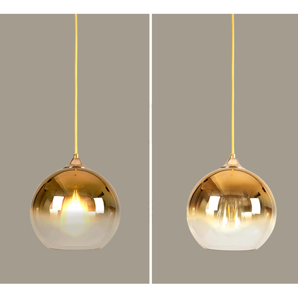 Modern Glass Globe Pendant Light – Gold 20cm Chandelier