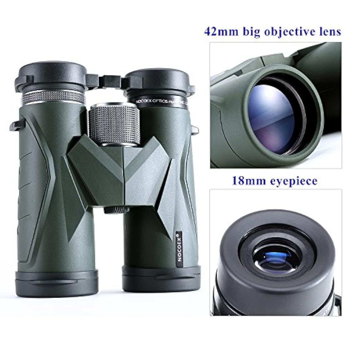 NOCOEX 10x42 Compact Binoculars | HD BAK4 Prism for Bird Watching