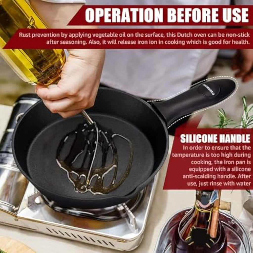 Overmont Pre-Seasoned Cast Iron Skillet Set - 3-Piece Frying Pans