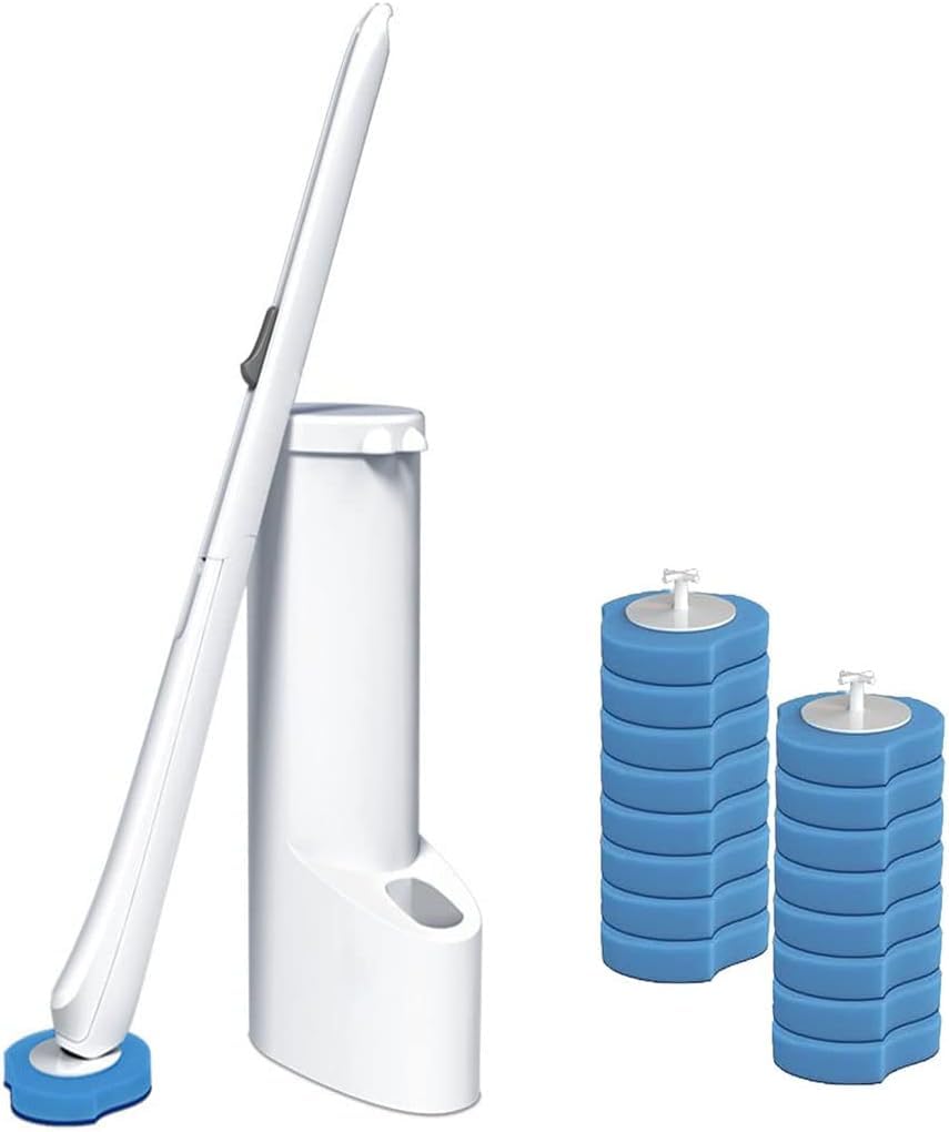 Disposable Toilet Brush Kit | 16 Refills & Storage Bracket