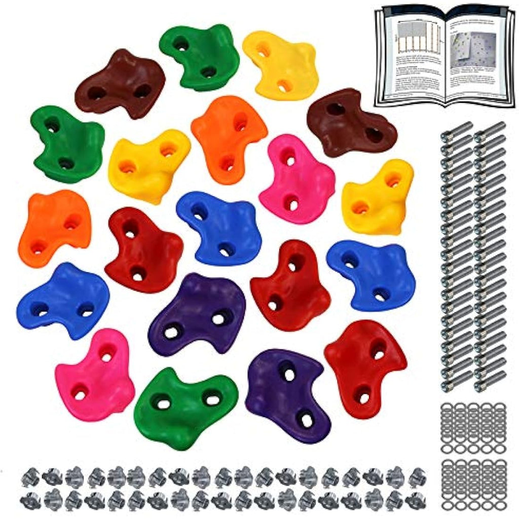 ALPIDEX Children's Climbing Holds - 20 Piece Set with Mounting Hardware