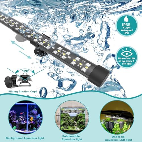 SEAOURA Submersible Fish Tank Light | 24/7 Full Spectrum LED | 16W 68cm