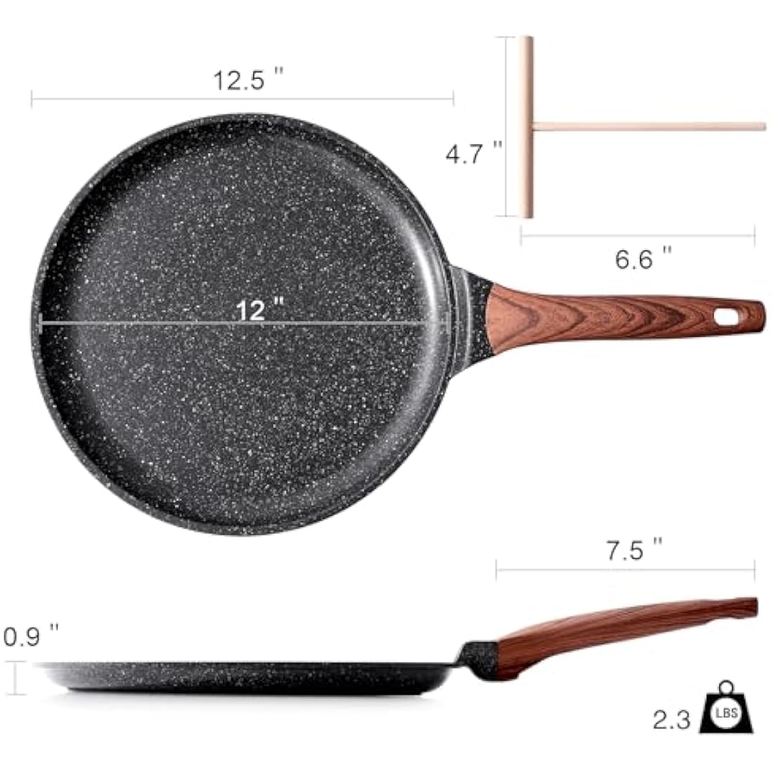Kordisen 30cm Nonstick Crepe Pan – Induction Dosa Pan with Spreader