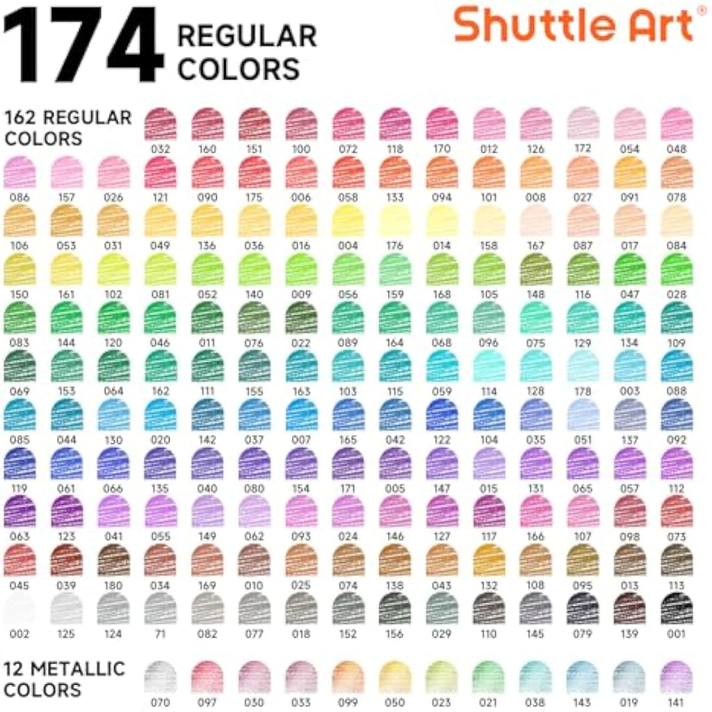 Shuttle Art 174 Professional Colouring Pencils Set with Sketch Pad