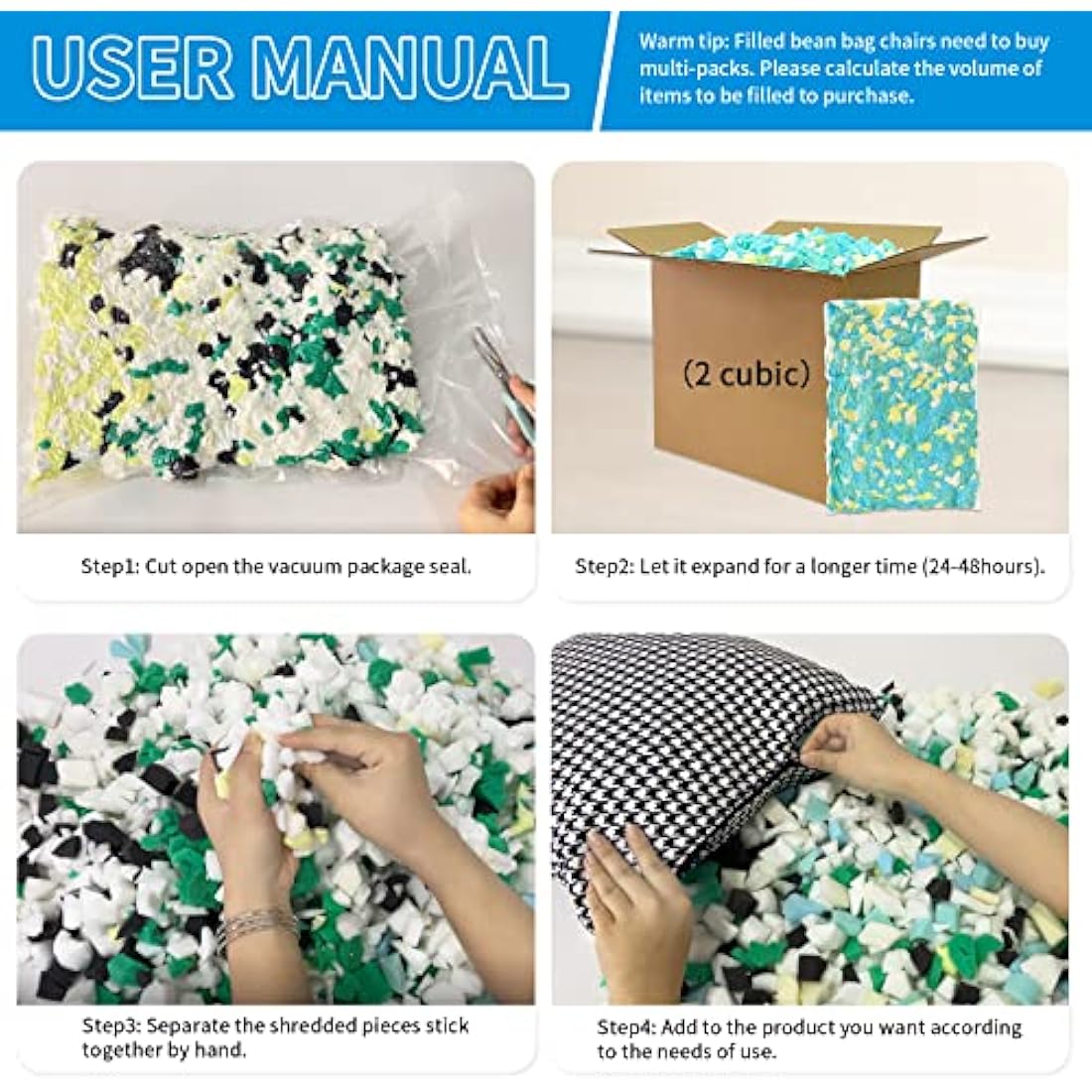 Welacer Shredded Memory Foam Refill - 4.4KG Bean Bag & Pillow Filler