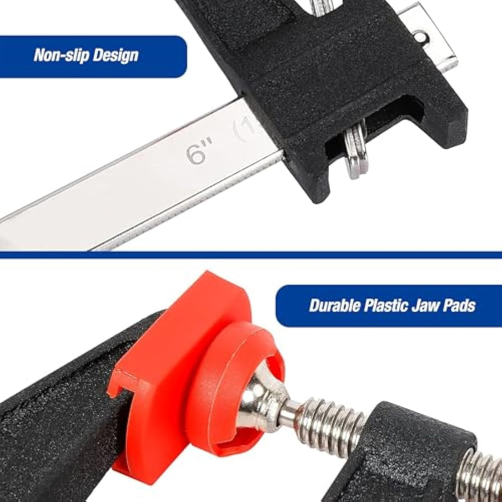 WORKPRO Heavy Duty F Wood Clamps - 4-Pack 150mm & 300mm Quick-Release
