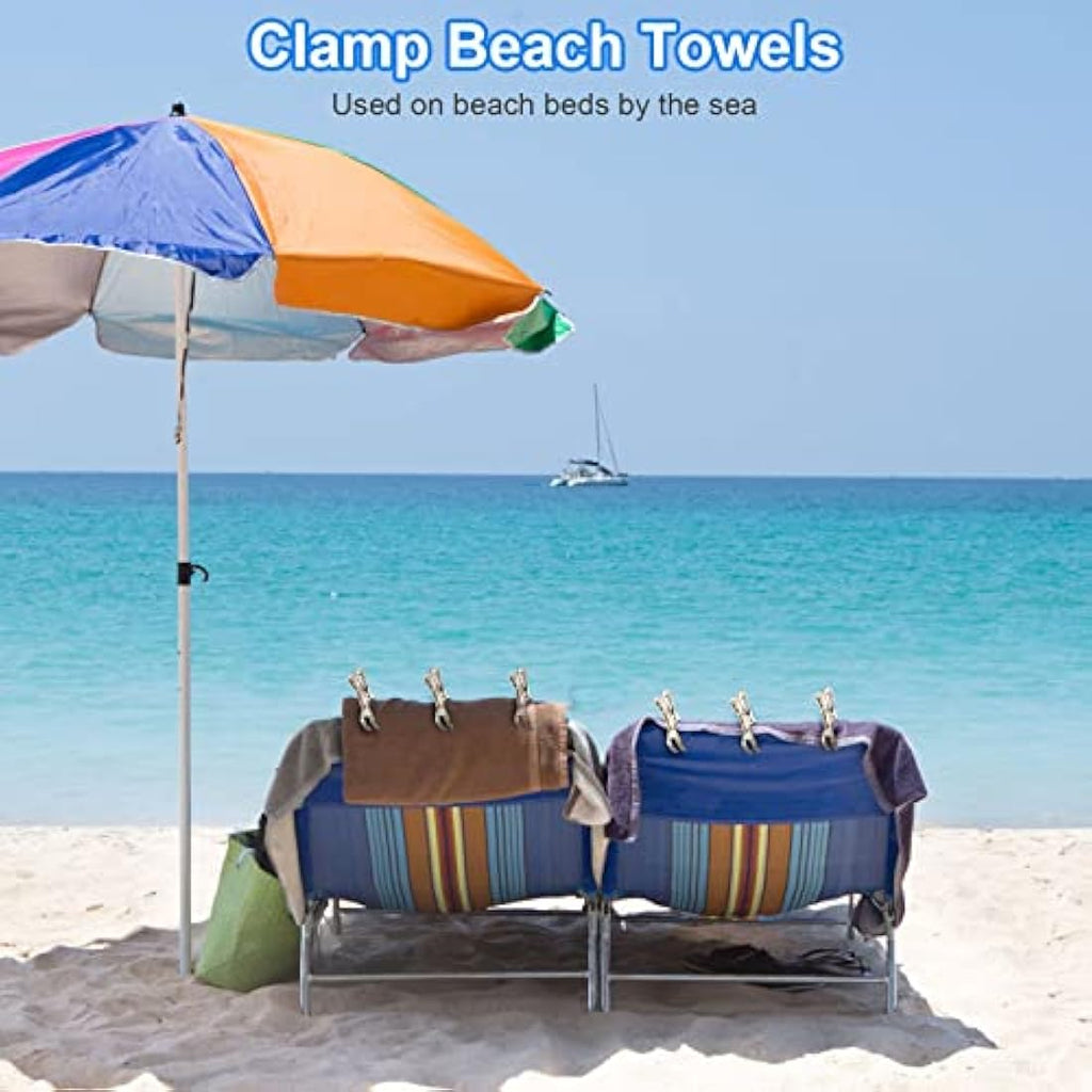 Stainless Steel Beach Towel Pegs – 10 Pack Heavy Duty Clips
