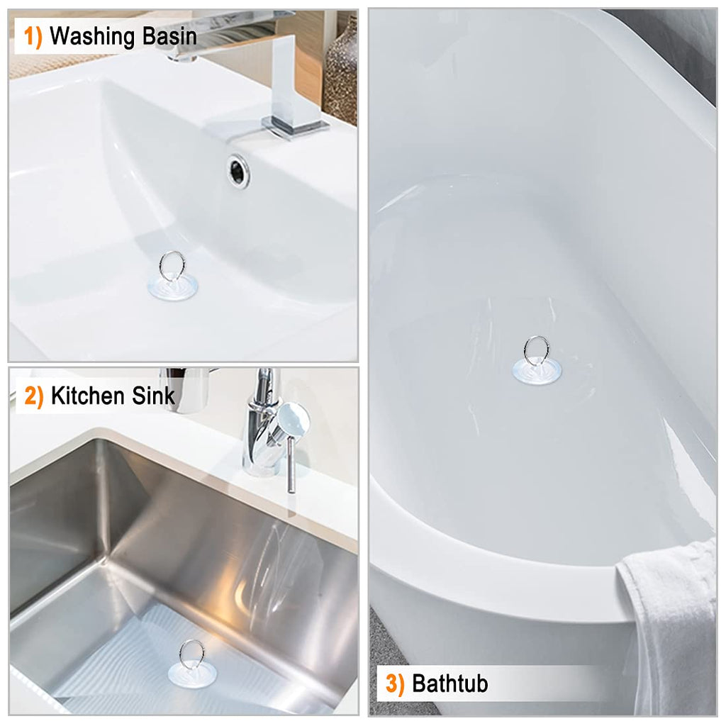 sourcing map Rubber Sink Plug, Drain Stopper Clear Blue Fit 34.5-37mm with Hanging Ring for Bathtub Kitchen and Bathroom 2 Pcs - image 5