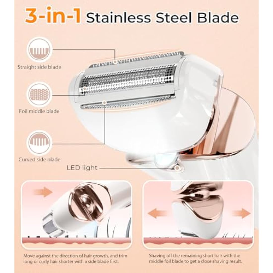 PRITECH Electric Shaver for Women – Cordless Wet & Dry Lady Razor