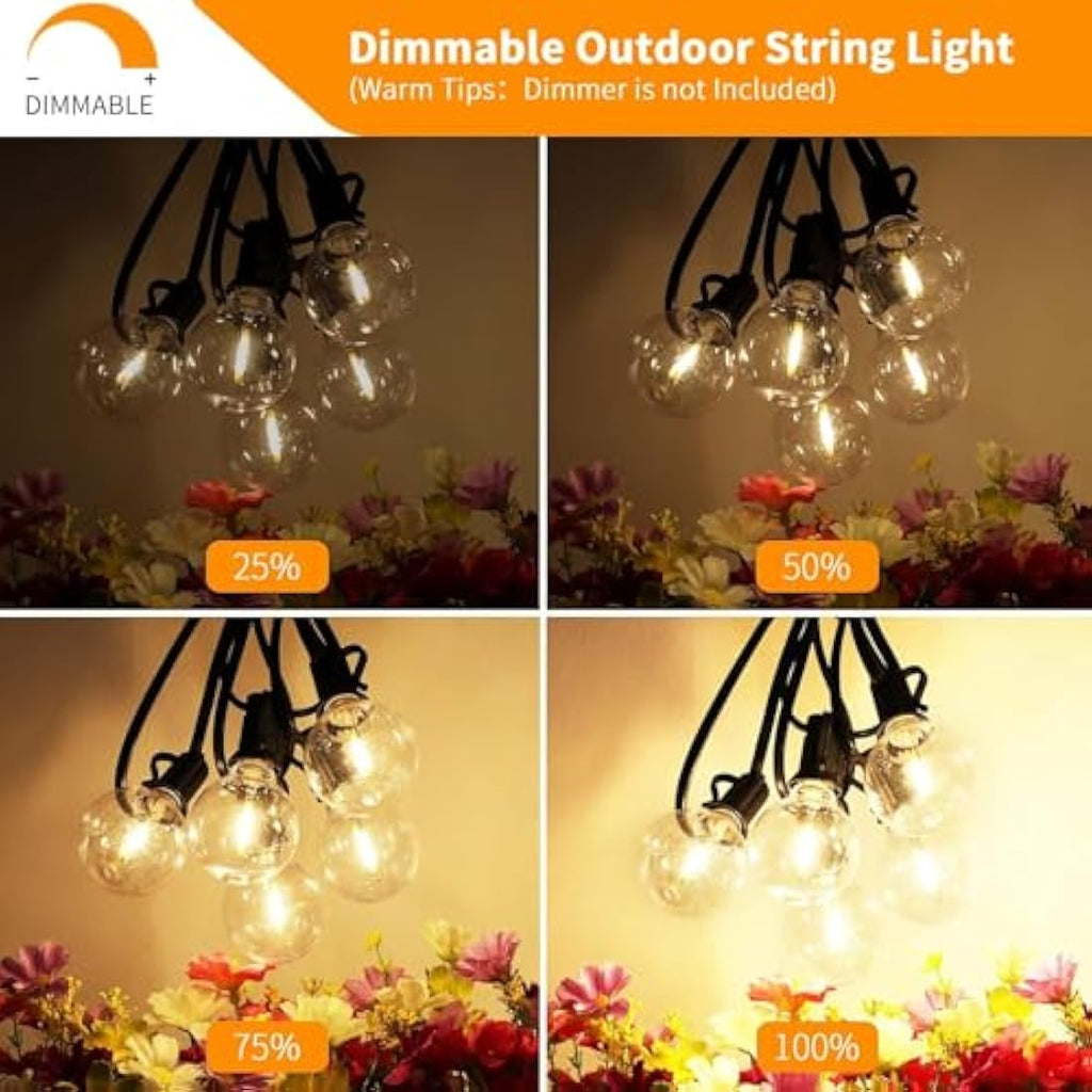 Yuucio 150FT LED Outdoor String Lights – Waterproof G40 Garden Festoon