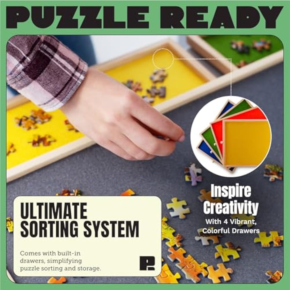 Wooden Jigsaw Puzzle Board with Drawers - Fits 2000 Pieces
