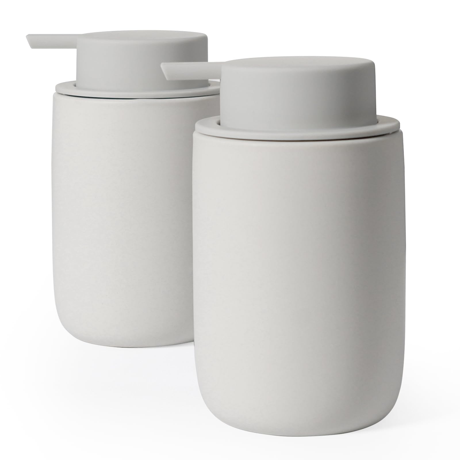 Autumnlife 2-Pack Ceramic Soap Dispenser Set - 12oz Grey with Labels