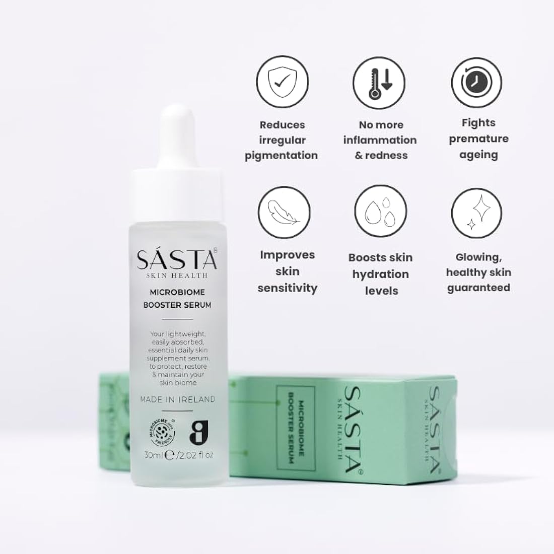 Sásta Microbiome Booster Serum – Prebiotic & Postbiotic Face Serum 30ml