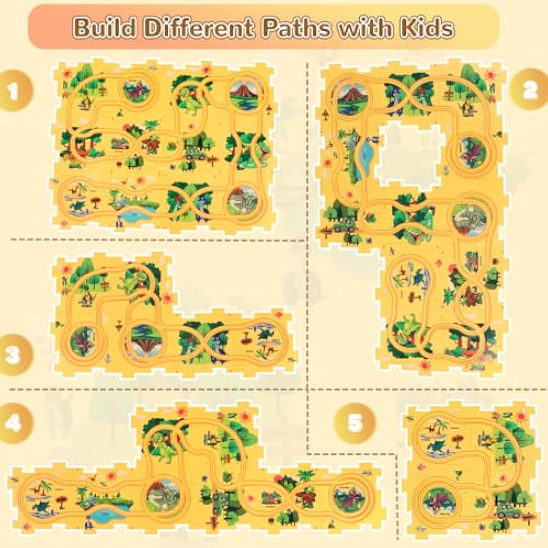 Dinosaur Puzzle Track with Rail Car – Educational Toy for Kids